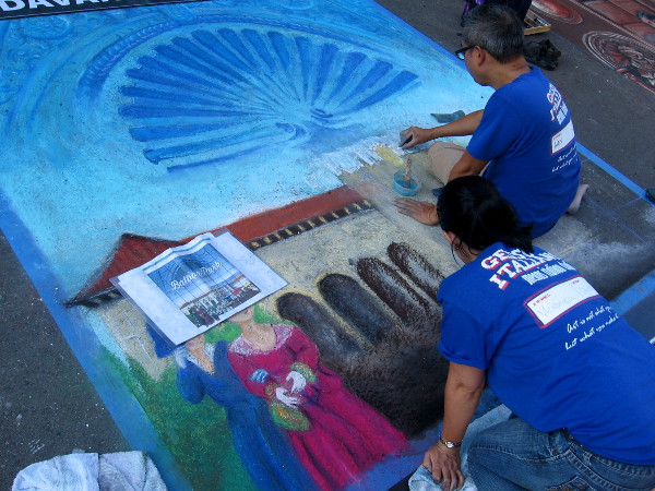 Team Arancio. A portion of this chalk art resembles that cool mural painted earlier this year in Spanish Village for the Balboa Park centennial.