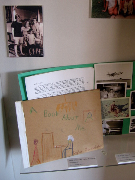 The exhibit contains photographs and objects from James and Sybil Stockdale's family life.