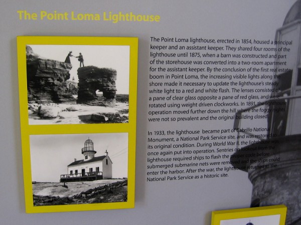 The Point Loma lighthouse, erected in 1854, housed a principal keeper and an assistant keeper. In 1933, the lighthouse became part of Cabrillo National Monument and was restored.