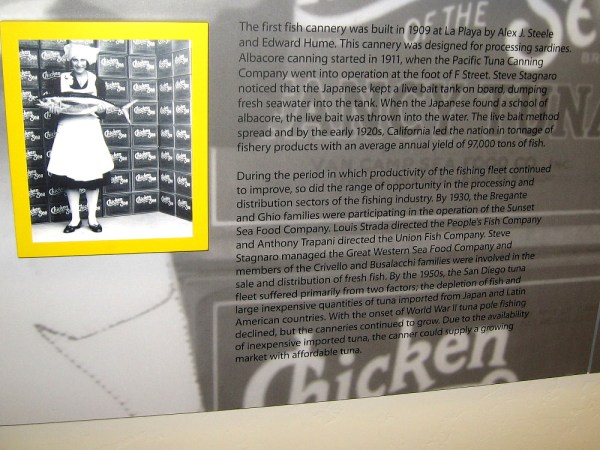 The first fish cannery was built in 1909 at La Playa designed for processing sardines. Albacore canning started in 1911.