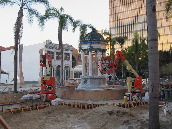 Historic fountain in Horton Plaza Park being renovated in November 2015.