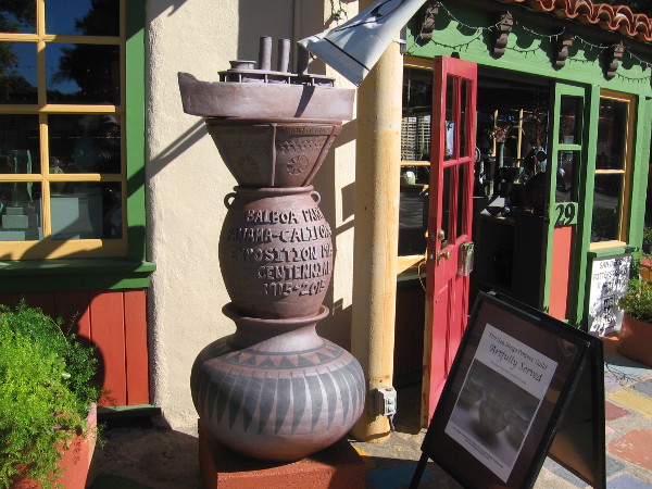 The San Diego Potter's Guild in Spanish Village recently created this artistic tribute to the 1915 Panama-California Exposition and Balboa Park's centennial.