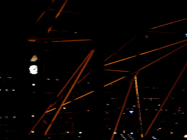Gazing through the unique dome toward the 12th and Imperial Transit Center's clock tower.