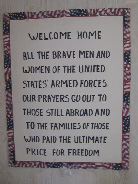 Inside the USA cottage. Welcome home all the brave men and women of the United States Armed Forces.