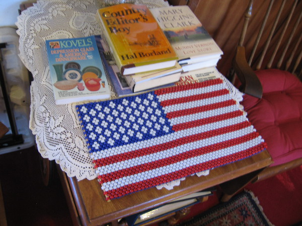 The Stars and Stripes and books concerning Americana.