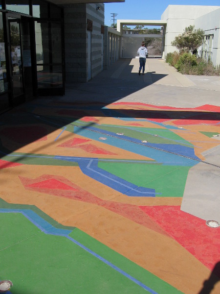This colorful abstract map at the Visitor Center entrance represents the 1,735 square mile watershed of the Tijuana River, reaching deep into Mexico.