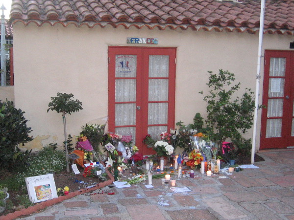 A candlelight vigil was held last night in front of the House of France in San Diego's Balboa Park.