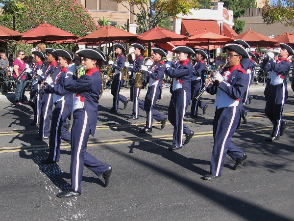 The marching band of Christian High School in El Cajon provides stirring music during the parade.