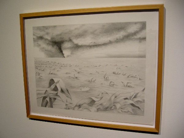 Lisa Hutton, A Flood and a Fire, 2013. Graphite on paper. The catastrophic effects of environmental disasters.