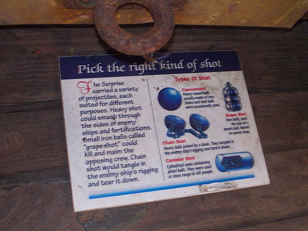 Pick the right kind of shot. The Surprise carried a variety of projectiles, each suited for different purposes.