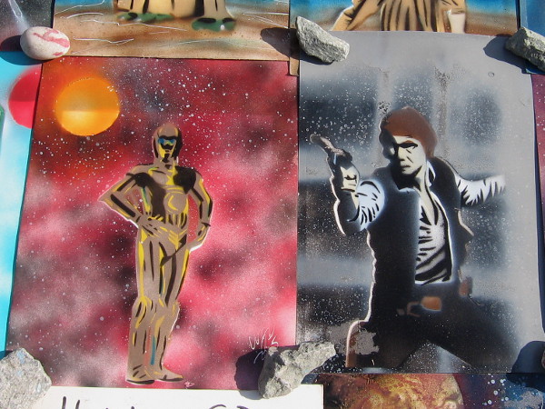 C-3PO and Han Solo in classic Star Wars poses! Awesome!