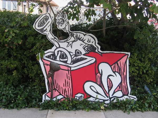 One of many fun images near the Old Globe Theatre that celebrate local author Dr. Seuss' classic book How The Grinch Stole Christmas!