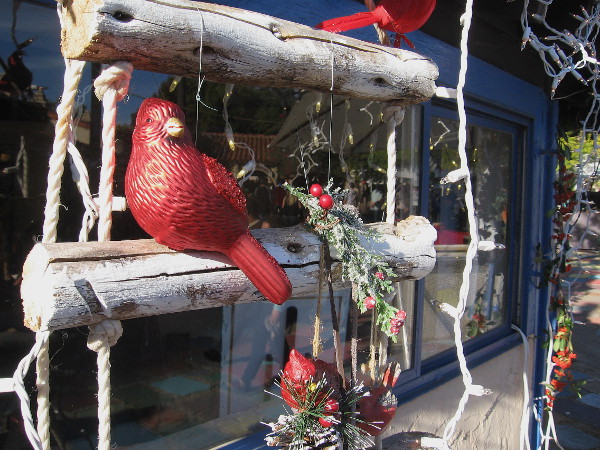 Some fun holiday decorations on an artist studio in Balboa Park's Spanish Village.