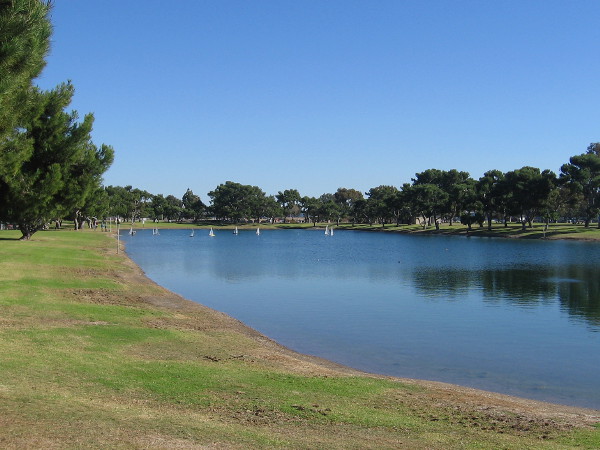 The model yacht pond can be found near the center of San Diego's huge Mission Bay Park, which is the largest urban aquatic park in the United States.