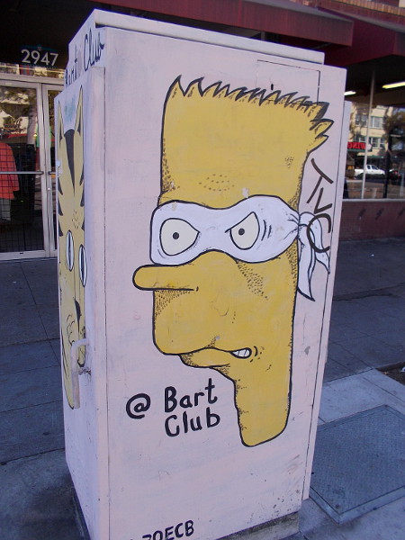 Is it Bartman? No? It must be another funny Bart Simpson superhero identity. This cool utility box is located in North Park!