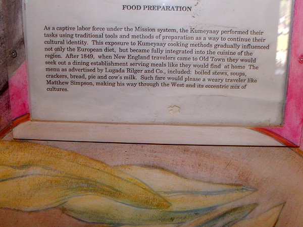 As a captive labor force under the Mission system, the Kumeyaay performed their tasks using traditional tools and methods of preparation as a way to continue their cultural identity.