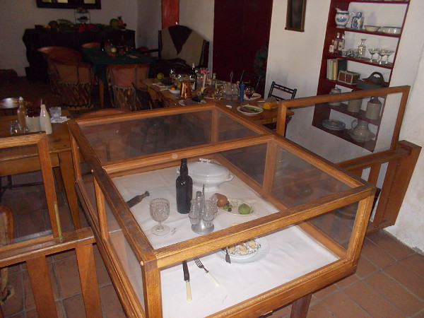 Display case contains artifacts used in the daily life of San Diego residents almost two centuries ago.