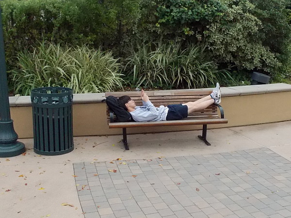 Here's the second magic bench. Looks ordinary? Don't be deceived! Sit or lie here, and you might mysteriously be transported far away!