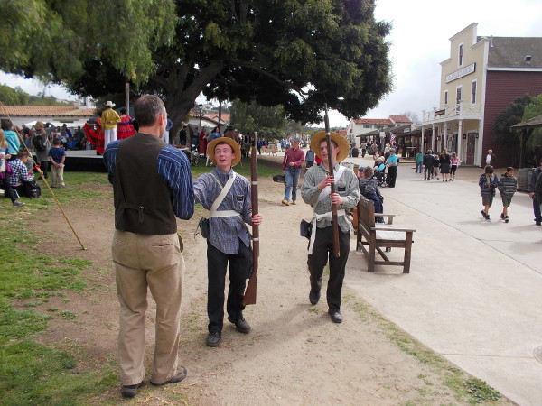 Lots of folks were about Old Town San Diego State Historic Park in period costume. Many people participating in the event were themselves Mormons.