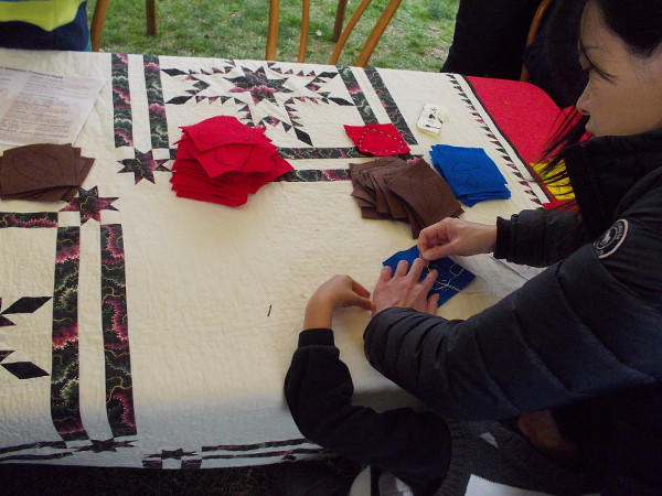 One booth in Old Town's central plaza had a quilt-making demonstration, where kids could learn about the craft.