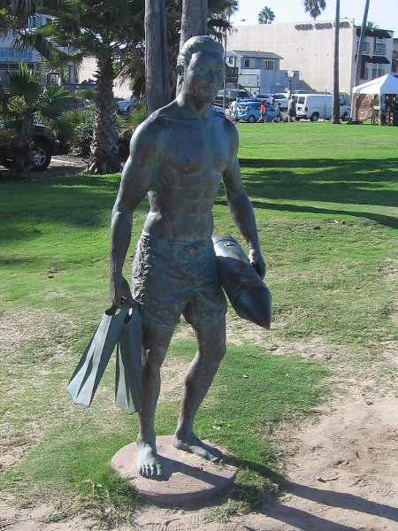 Colorado artist Richard Arnold created this bronze sculpture. It memorializes 13 tragic drownings in 1918, and the subsequent creation of San Diego's lifeguard service.