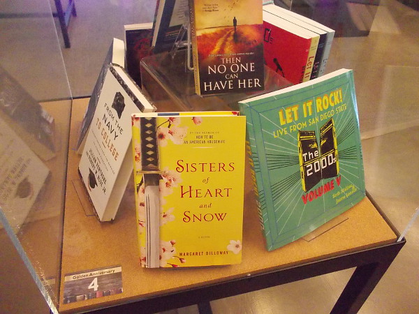 The many glass display cases feature books by local authors that came out in 2015. Some of the writers are quite famous!