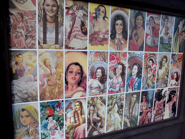 Many faces of beauty on exterior wall of El Camino.