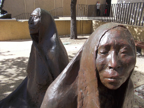 Close-up photo of Mother and Daughter Seated, Francisco Zuniga, 1971. Part of the San Diego Museum of Art's new outdoor exhibition Art of the Open Air.
