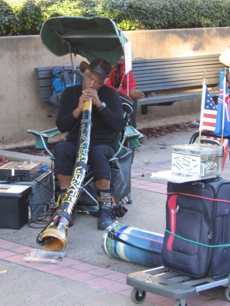 Mitchell, an incredible musician, plays one of his didgeridoos in Balboa Park on a beautiful San Diego day.