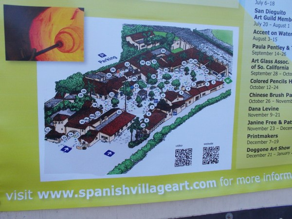 A current map of Spanish Village shows how it appears today. You can find this wonderful part of Balboa Park between the Natural History Museum and the San Diego Zoo.