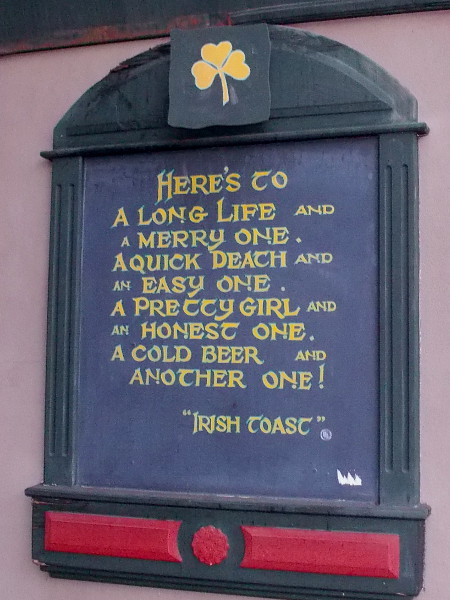 Here's to a long life and a merry one. A quick death and an easy one. A pretty girl and an honest one. A cold beer and another one!