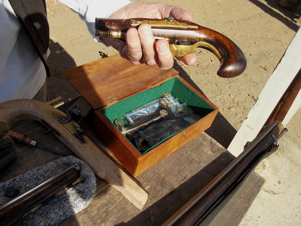 This antique flintlock pistol would have been used in past centuries for personal protection at close range.