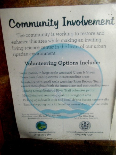 The community is working to restore and enhance this area while making an inviting living science center in the heart of our urban riparian environment.