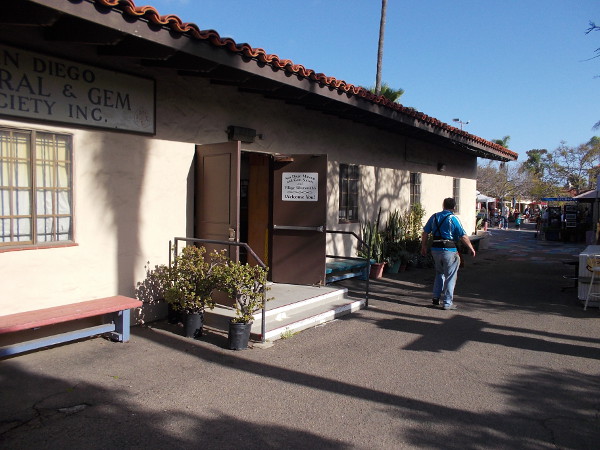 This west side of the San Diego Mineral and Gem Society building was built sometime after the 1935 Expo.