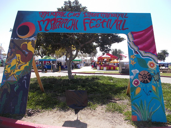 A colorful arch welcomes visitors to Pepper Park and the 2016 National City International Mariachi Festival!