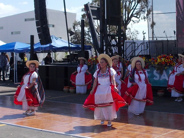 Members of Danza Folklorico Las Florecitas perform Mexican folk dances in Pepper Park.