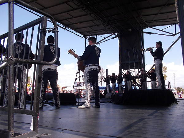 Mariachi musicians perform on the main stage at the 2016 National City International Mariachi Festival and Competition. They received loud cheers.