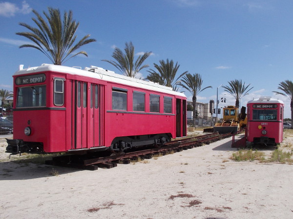 Two of National City Depot's three old Austrian streetcars. These were going to be used by MTS for the San Diego Trolley in the Gaslamp Quarter, but couldn't meet ADA standards, as I understand it.