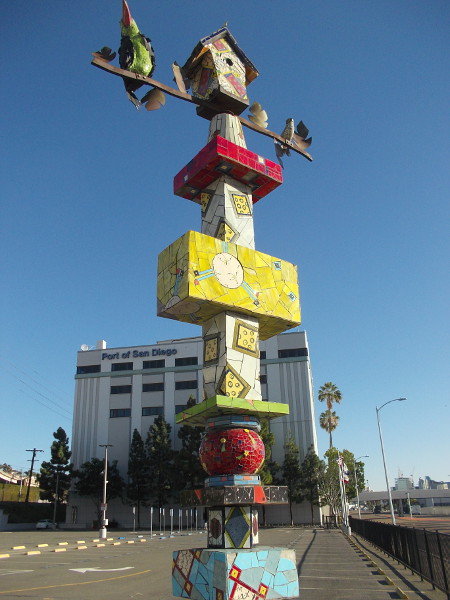 Whimsical public artwork that now stands across the parking lot from the Port of San Diego building, on Pacific Highway.