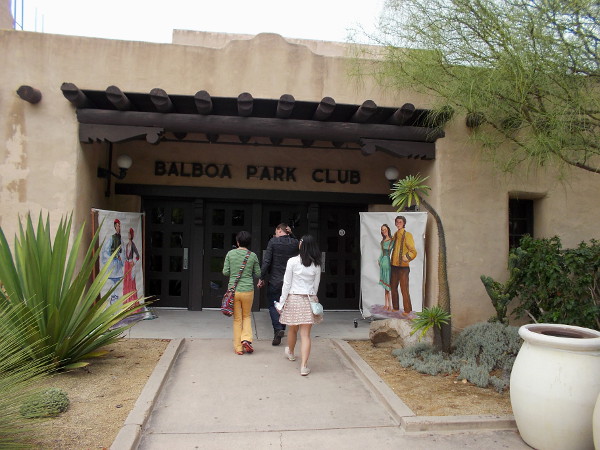 Curious visitors enter the Balboa Park Club building, to enjoy the 2016 International Folk Dance Spring Festival.