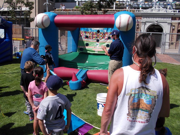 Young Padres fans test their batting ability at KidsFest at Petco Park.