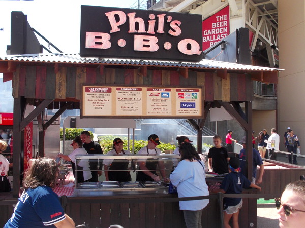Phil's BBQ is a local favorite. Lots of tasty stuff was available at concessions inside and outside the stadium, including old classics like hot dogs.