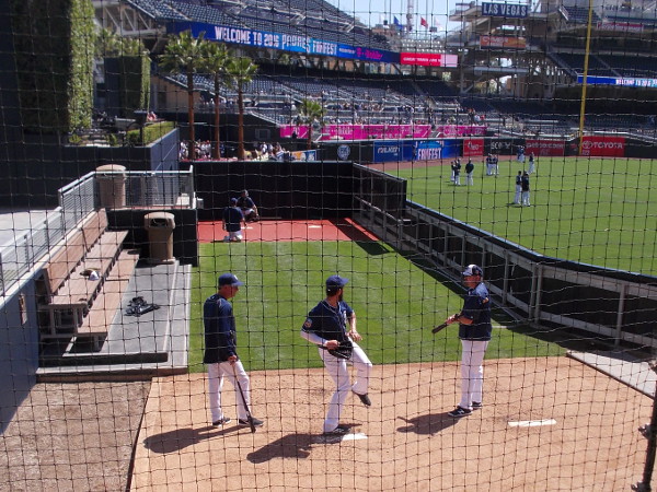 Padres starting pitcher James Shields stretches and warms up in the bullpen.