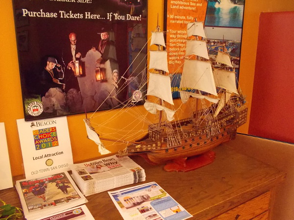 A cool model of a Spanish galleon (I believe) and some useful free literature inside the Visitor Information center.