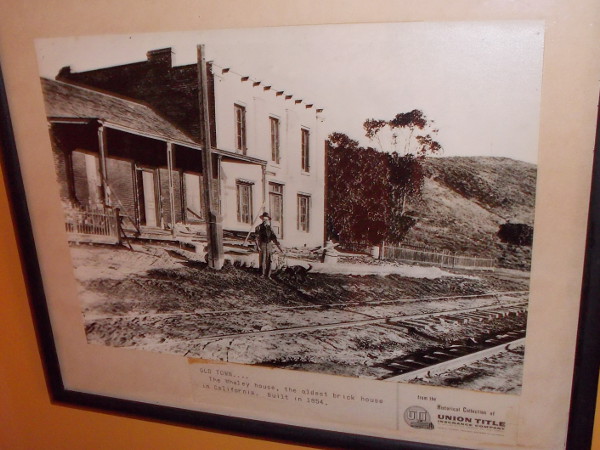 Vintage photo of the famous Whaley House, the oldest brick house in California, built in 1854.