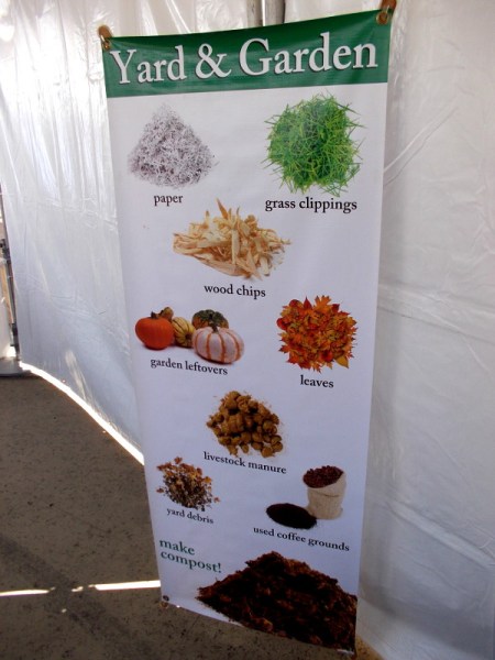 Compost can be made with shredded paper, grass clippings, wood chips, garden leftovers, leaves, livestock manure, chopped up yard debris and used coffee grounds.