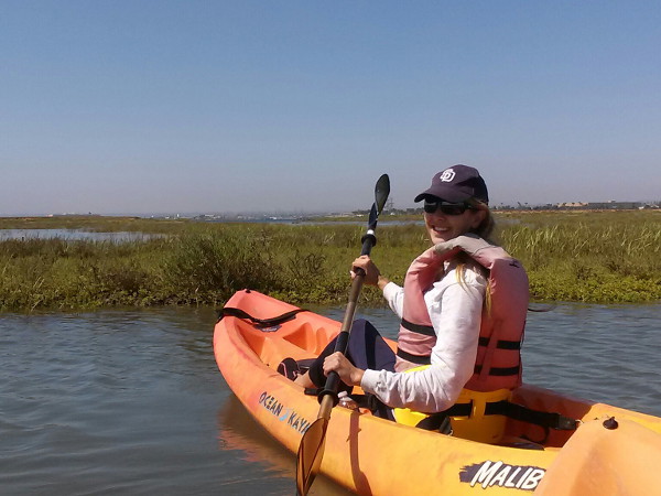 You can go kayaking on a cool Eco Tour and try to spot green sea turtles in San Diego's South Bay! Image courtesy of Ocean Connectors. Photograph by Harry Orgovan.