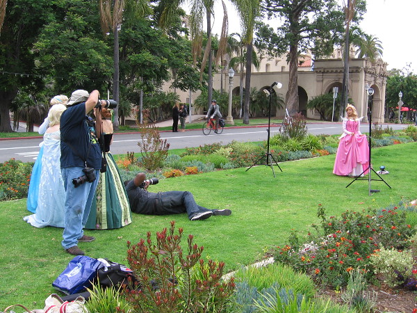 Several local high schools were having their proms tonight, and I spotted many fancy dresses throughout Balboa Park. I'm not sure about this photo shoot!