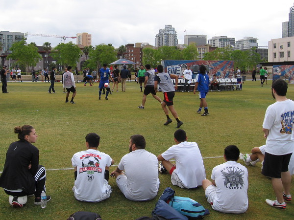 Recreation on the green grass one promising San Diego morning.