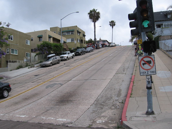 This is the first block of the Laurel Street hill--probably the toughest, steepest part.